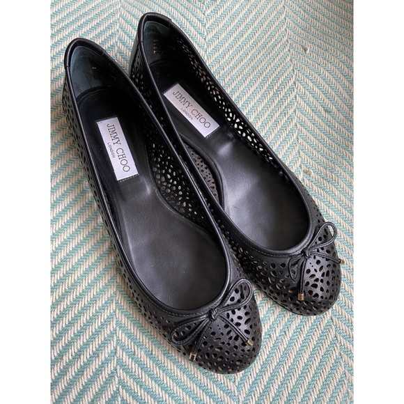 JIMMY CHOO Walsh Perforated Leather Ballet Flats - Picture 2 of 15